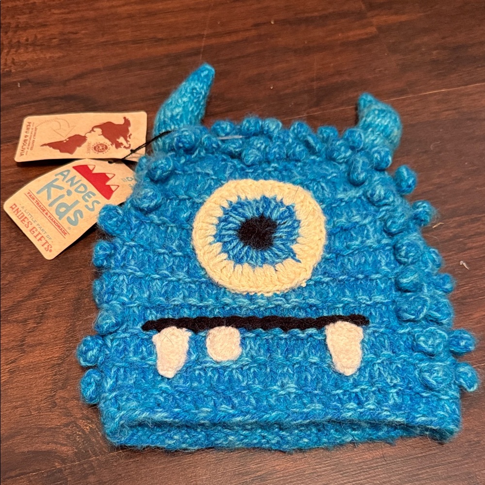 Blue Monster Knit Hat NEW WITH TAGS